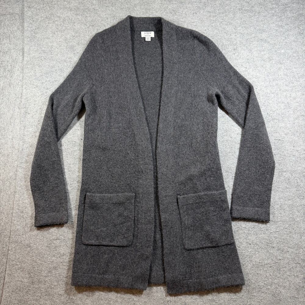 J.Crew Extra Soft Cardigan Womens XXS Gray Open Front Relaxed Fit Pockets Lounge